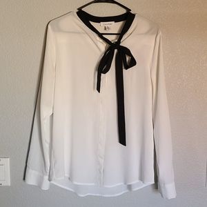 White black tie blouse